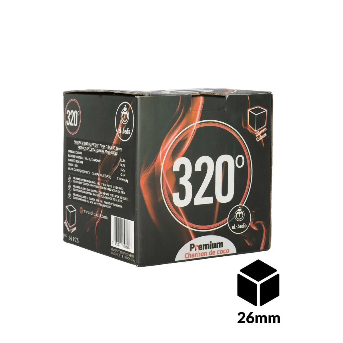 Charbons El-Badia 320° CUBES 26mm 1Kg