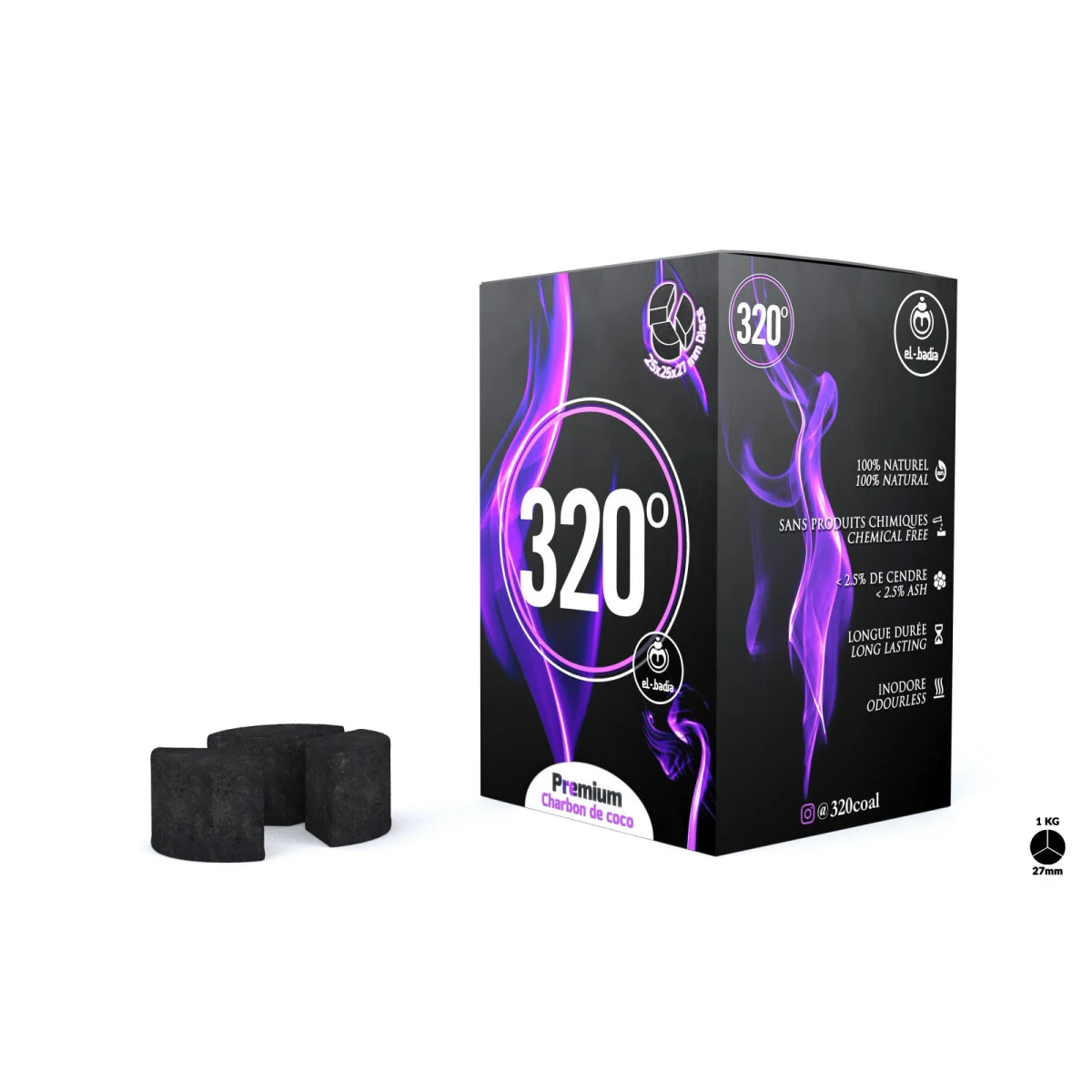 Charbons El-Badia 320° DISC 3B XL 1Kg